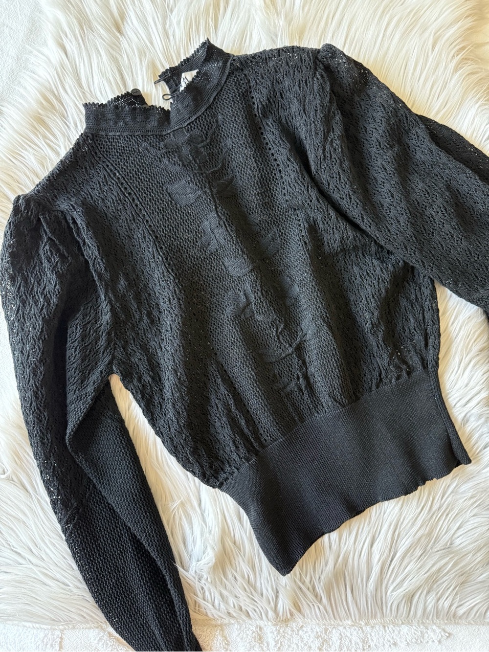 Zara mock neck crochet top